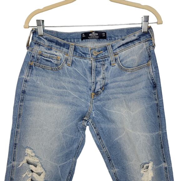 Hollister Boyfriend Low Rise Crop Distressed Button Fly Jeans Women Size 26 / 3S - Picture 3 of 5
